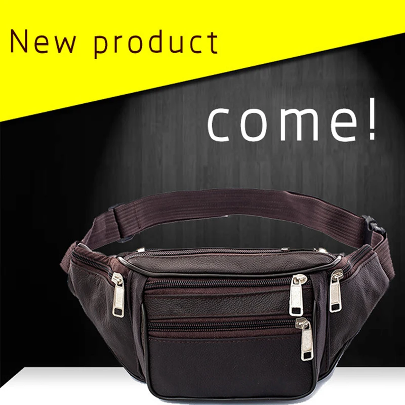 Fashion Men Genuine Leather Waist Packs Men Organizer Travel Waist Pack Necessity Waist Belt Mobile Phone Bag