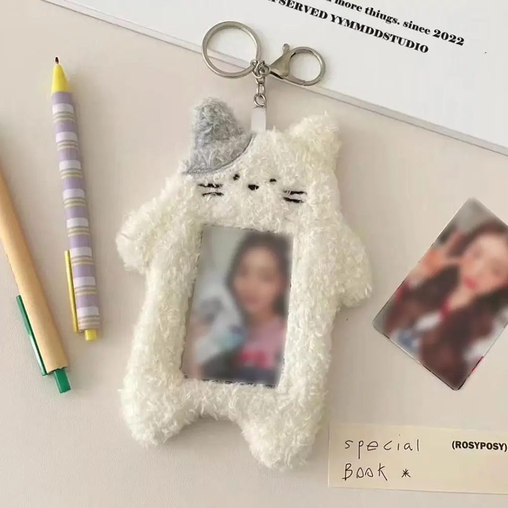 

1 Pcs Cute Cat Rabbit Bear Plush Photocard Holder Plush Photo Hold Card Insertion Cute Display Keychain Cardcase Cartoon Pe K8Y4