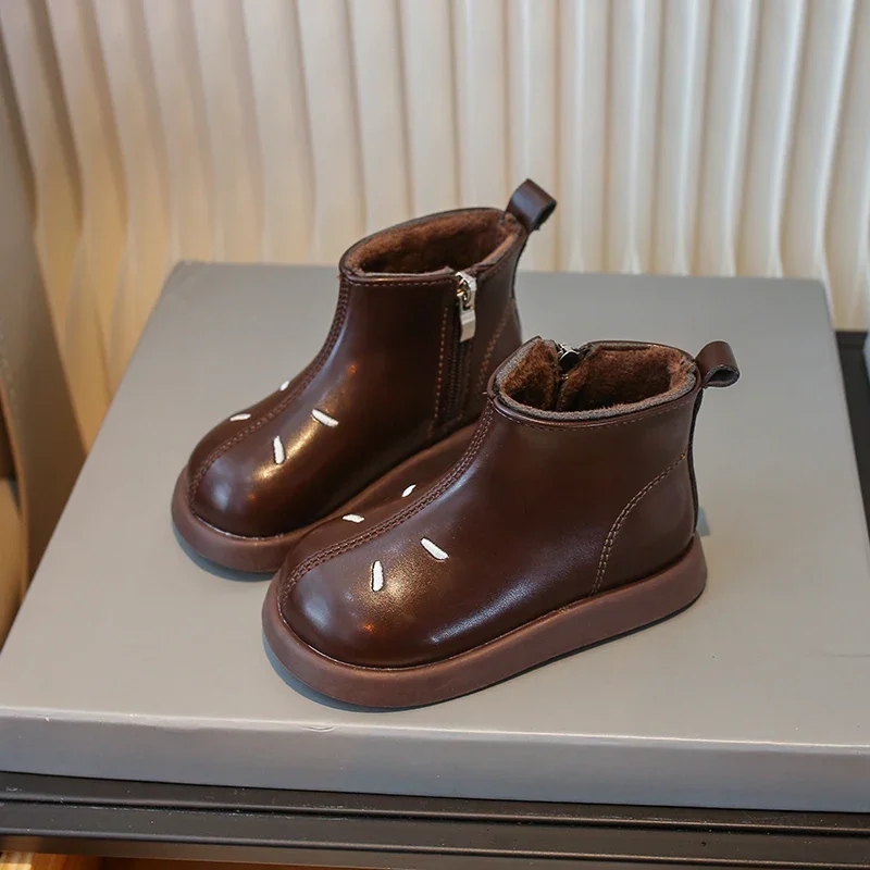 Zapatos Niña Детские ботильоны с круглым носком новые зимние плюшевые хлопковые