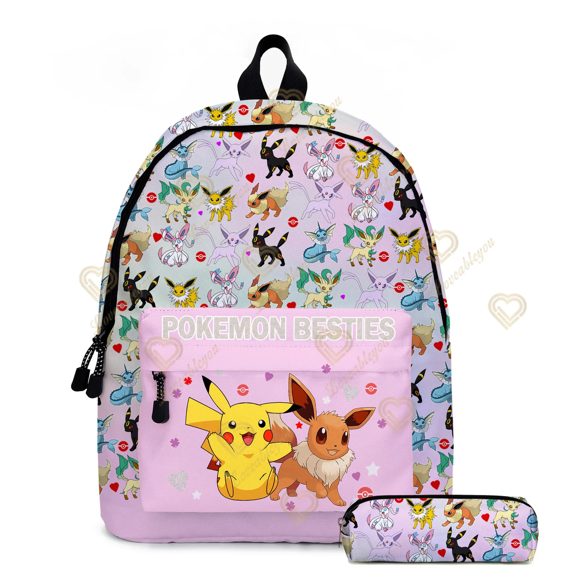 

2Pcs/Set Anime Pokemon School Bags Backpacks Pikachu Kids Bags Big Capacity Travel Bag Teenagers SchoolBag Girls Boys Rucksacks