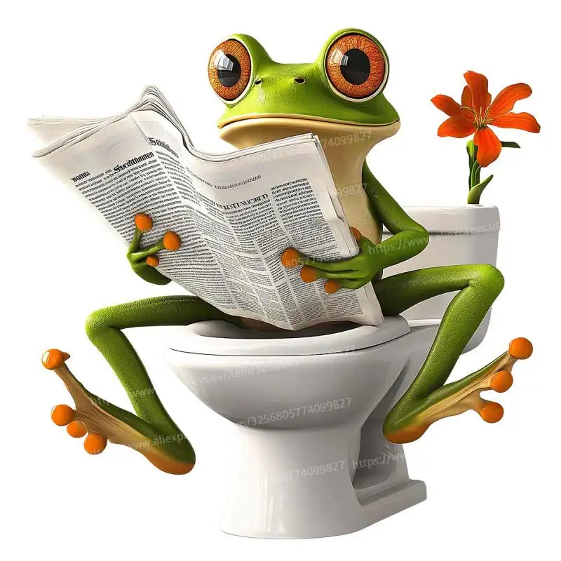 

Водонепроницаемая наклейка для туалета Лягушка читающая газету S530