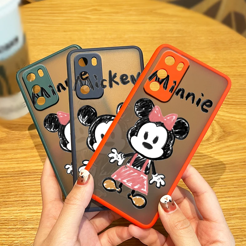 

Couple Mickey Minnie Cartoon Case Matte For Huawei P50 P40 P30 P20 Mate 40 30 20 Pro Plus Nova 9 SE Frosted Translucent Phone