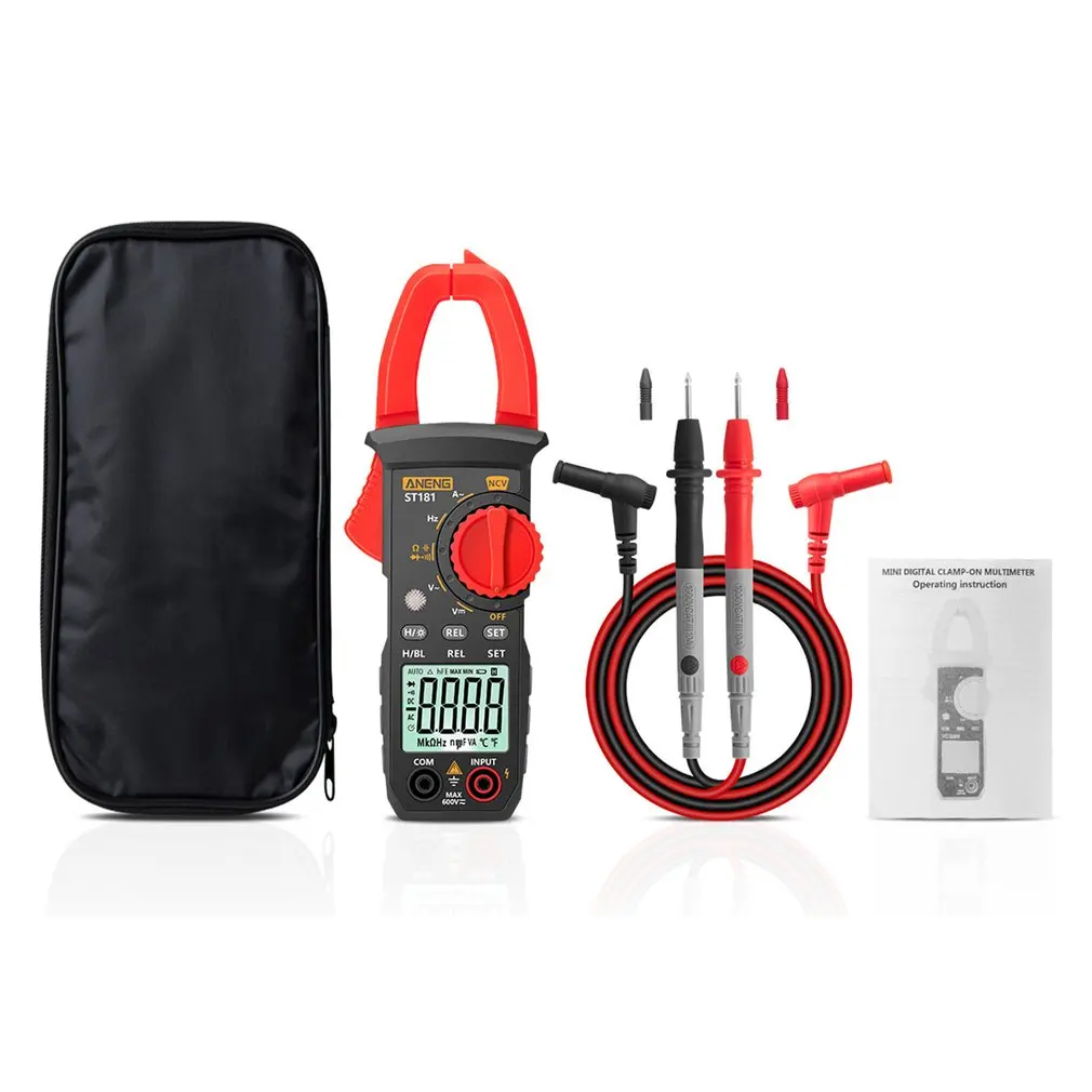 

ST181/182 Digital Clamp Meter DC/AC Current 4000 Counts Multimeter Ammeter Voltage Tester Car Amp Hz Capacitance NCV Ohm Test