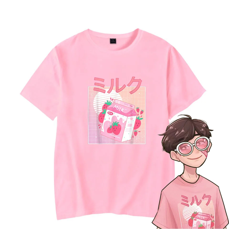 

Georgenotfound Merch 100% Cotton Strawberry Milk Tee shirt Clothes Streetwear Harajuku T-shirts Tops