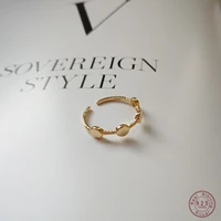 925 sterling silver korean geometric disc open gold ring for women fashion temperament jewelry