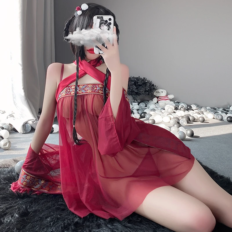 

Китайская традиционная шифоновая женская ночная рубашка с вышивкой