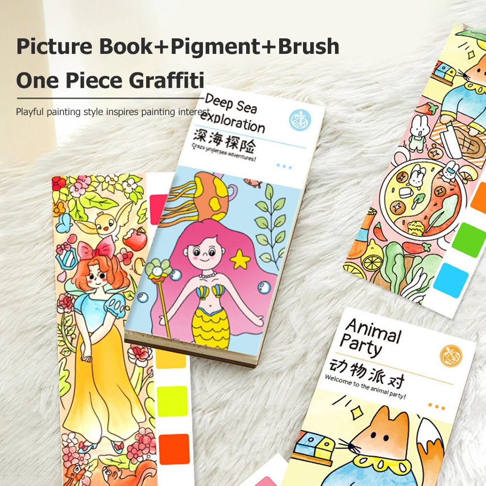 

Альбом для рисования акварелью «сделай сам» с кистью для рисования, книга с цветным пигментом, прочная бумага для рисования, портативная дл...