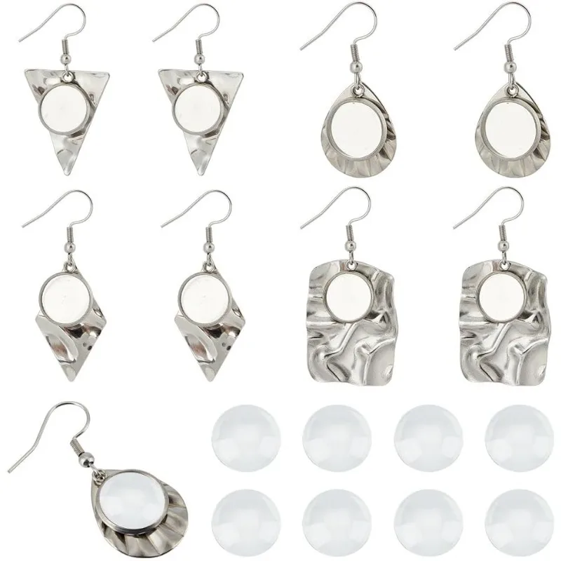 8 пар 4 вида сережек-кабошонов из нержавеющей стали 304