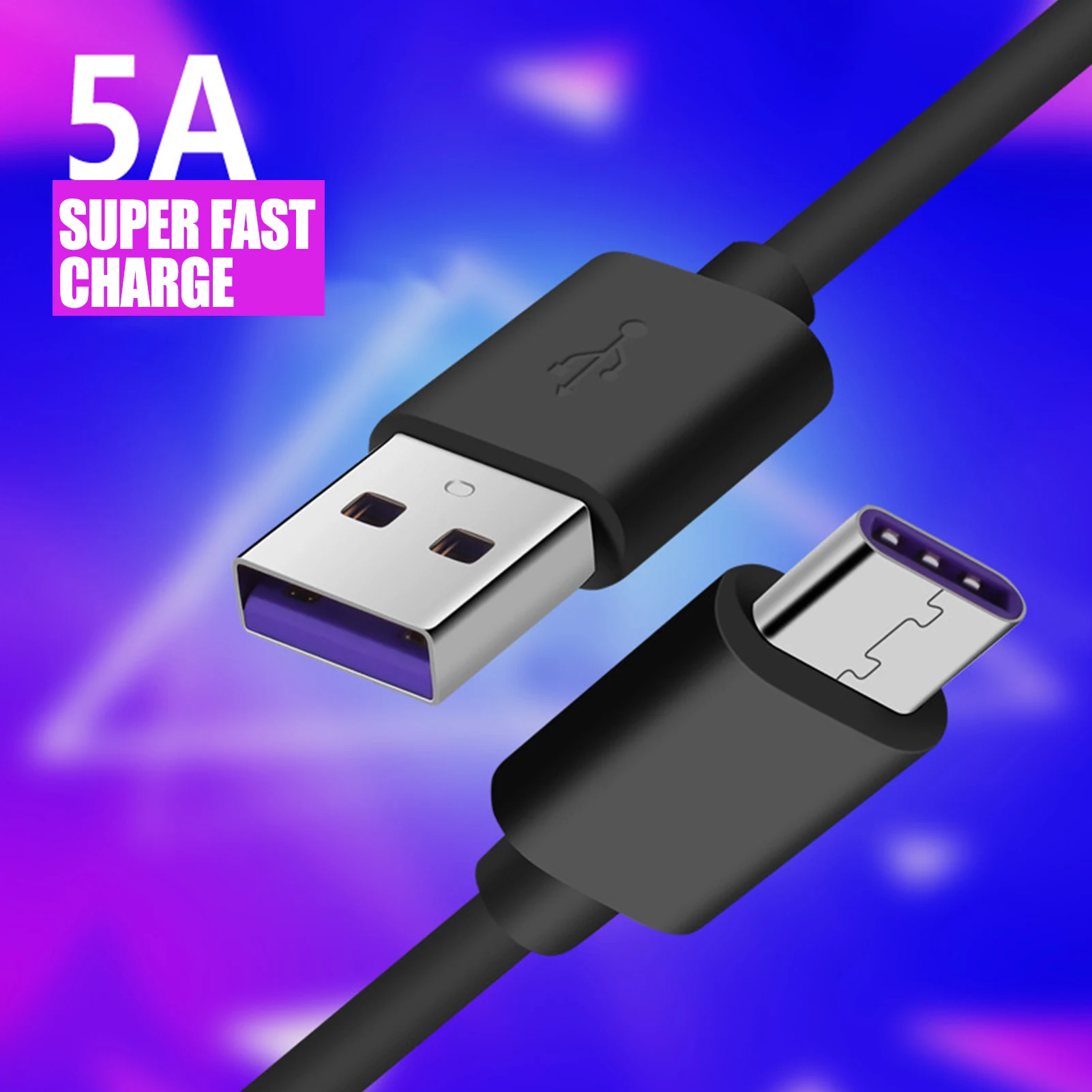 

5A USB Type C Cable Micro USB Type C Cable For Sam-sung Hua-wei Xiao-mis One Plus Super Charge PVC Super Fast Charge Cable Super