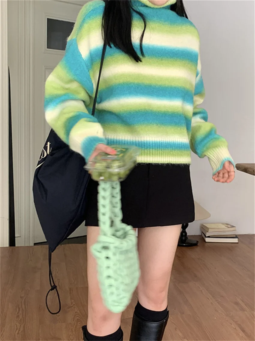 Свитер Женский вязаный Повседневный с воротником-хомутом на осень