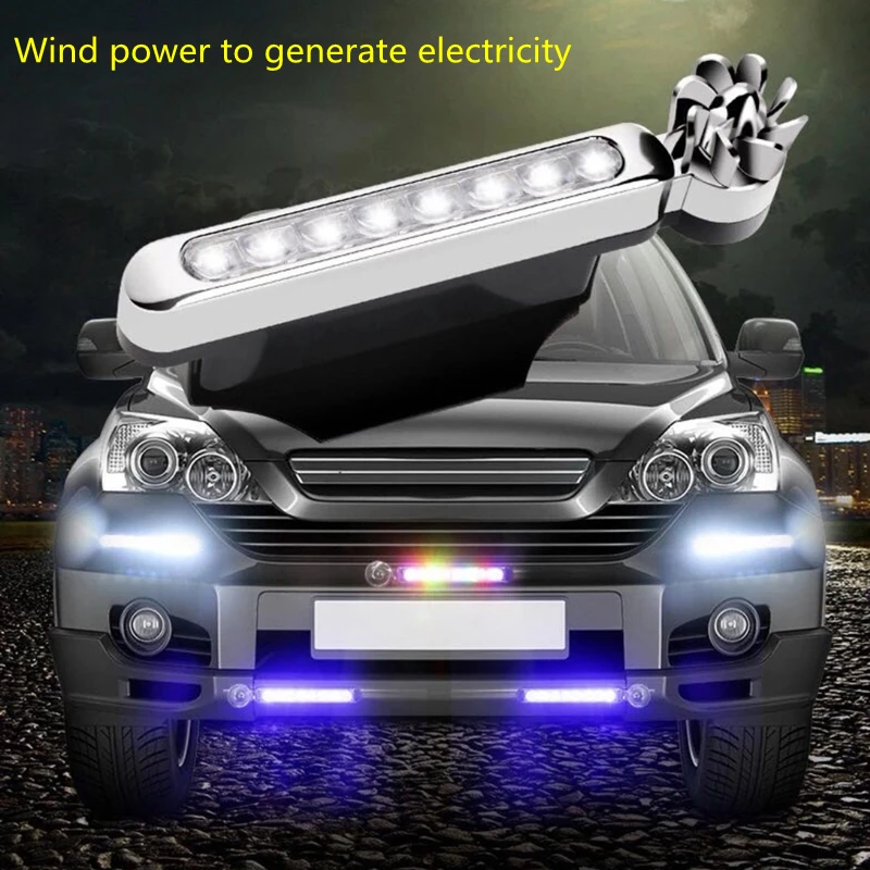 1PC Wind Powered Car DayTime Running Lights Rotation Fan Daylight No Need External Power Supply Auto Motorcycle Decorative Lamp