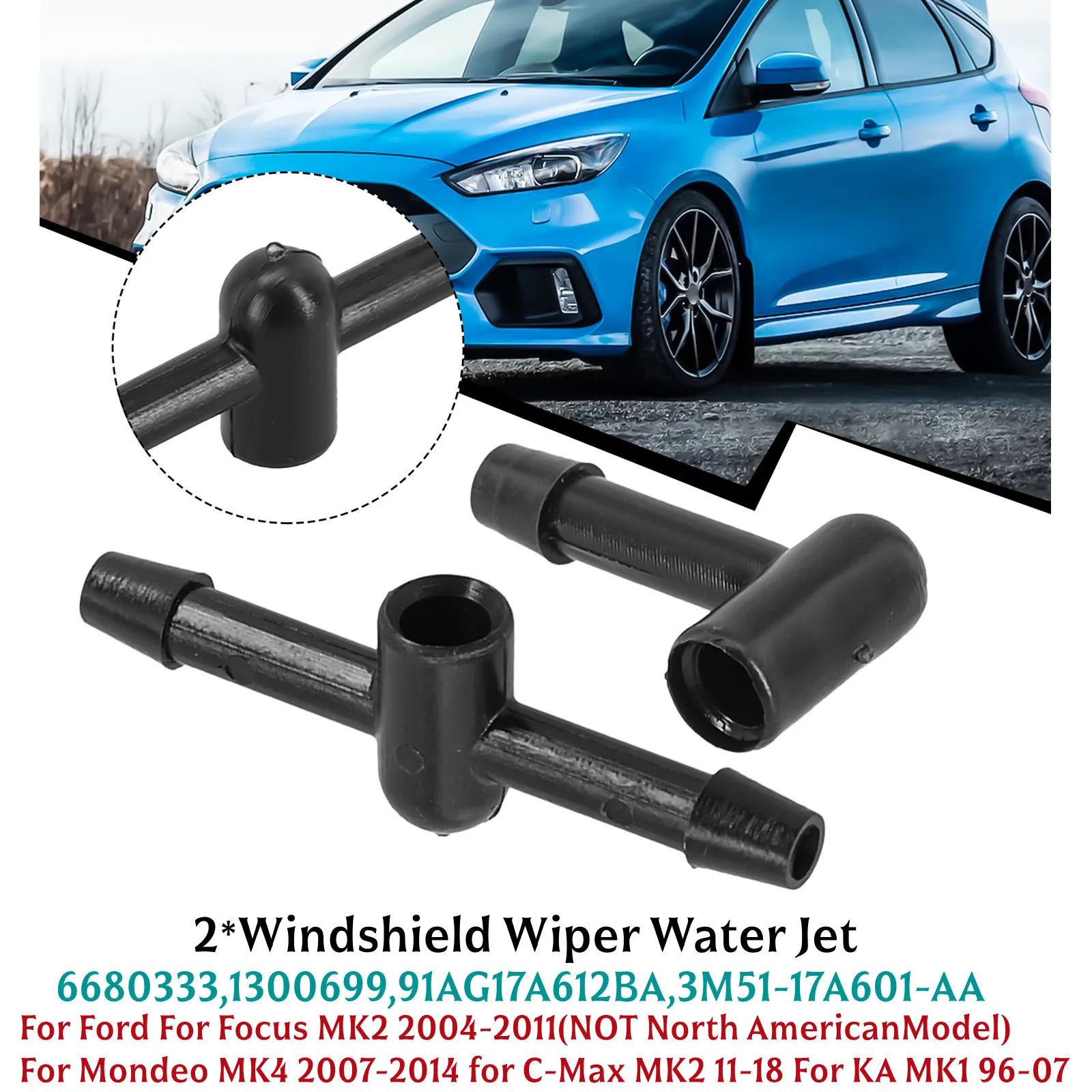 

Прямая замена соединителя омывателя ветрового стекла, шланг для Ford Focus, Mondeo, эффективная очистка Cmax (2 шт.)