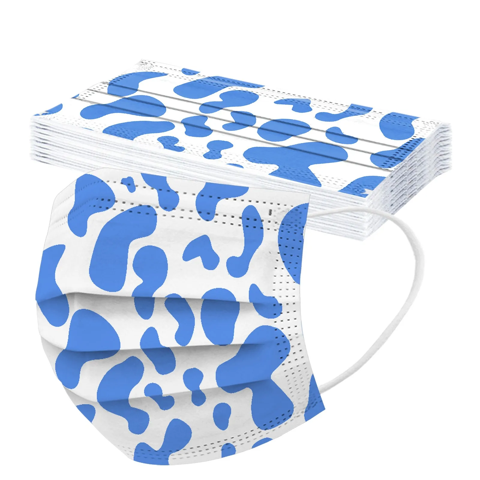 Маска одноразовая трехслойная для лица с принтом коровы 10 шт. |