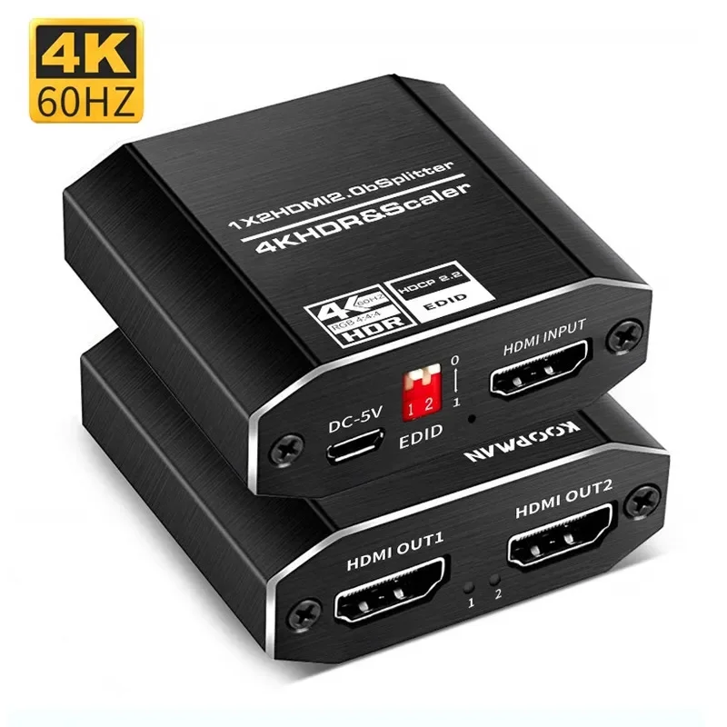 1 дубликат к 2 HDMI дисплеям 4K @ 60 Гц сплиттер в выход со скалярным высокоскоростным