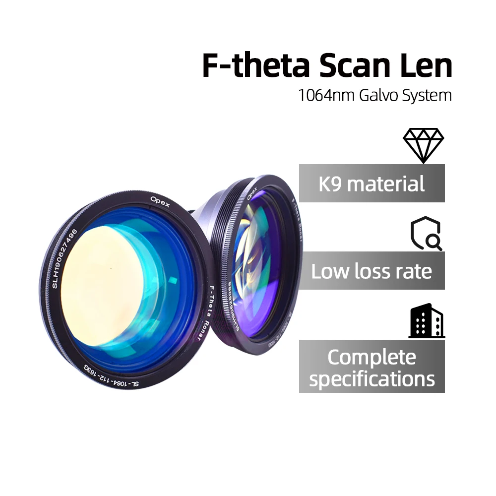 Фото Сканирующая линза F-theta 70x70 F100 110x110 F160 220X220 F330 для 1064nm YAG, детали машины для лазерной маркировки оптического волокна №2