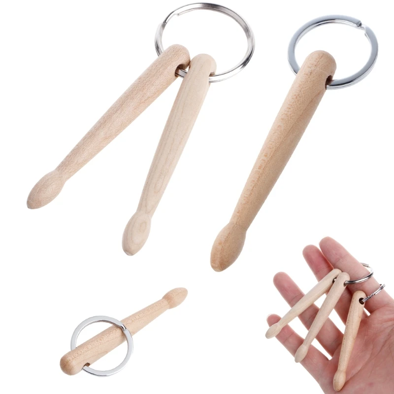 

Exquisite Mini Drum Sticks Keychain Men Hanging Pendant Wood Drumsticks for KEY 264E