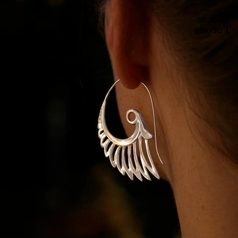 

Special Dangle Earring Indian Tribal Vintage Drop Earring Flower Ornate Swirl Gypsy Wing Earring for Women Bohemian Jewelry