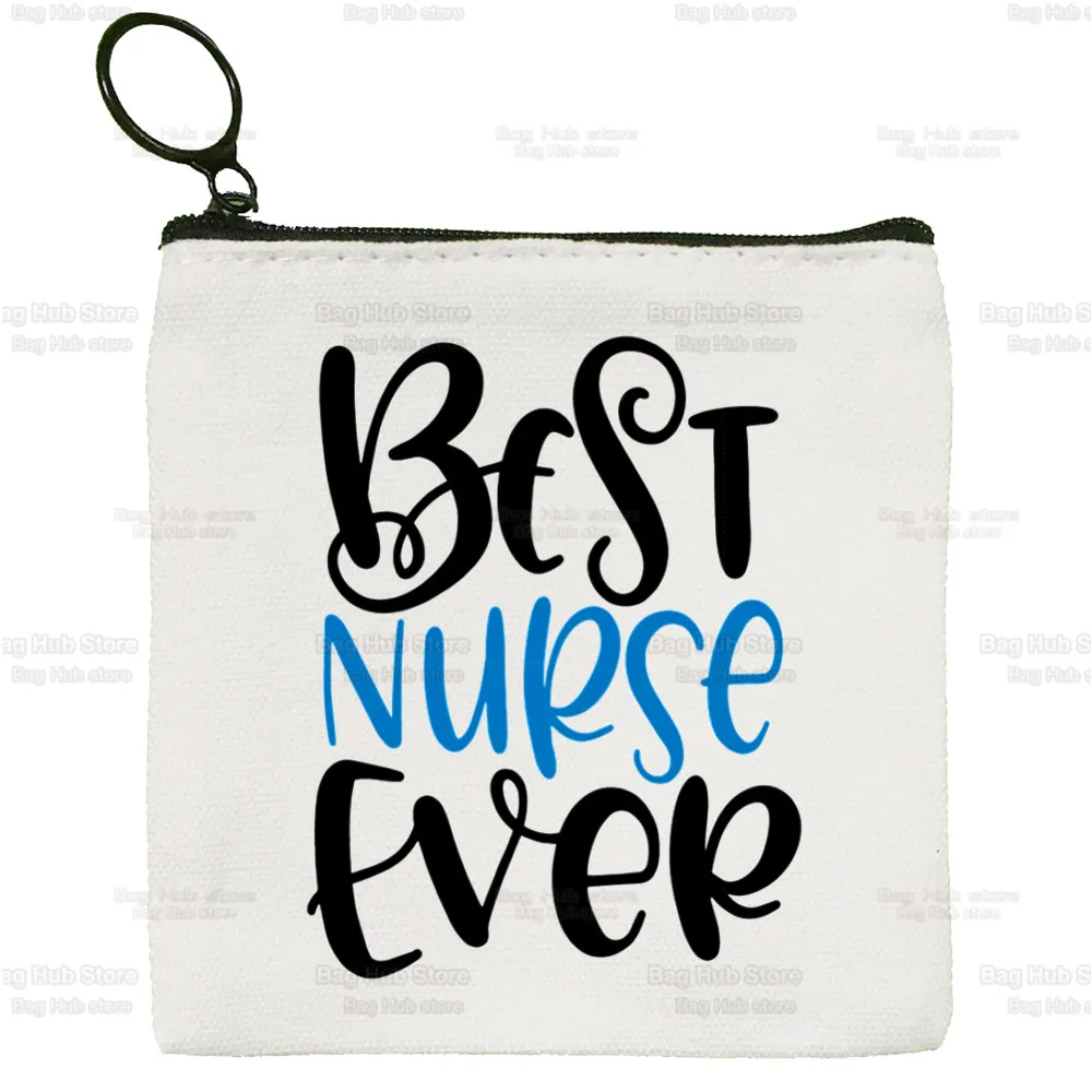 Nurse Canvas Bag Zipper Coin Key Bag Pocket Women Men Coin Purse Small Wallet