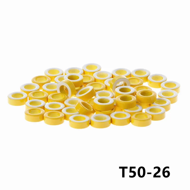 

Желто-белые магнитные кольца из железа T50-26