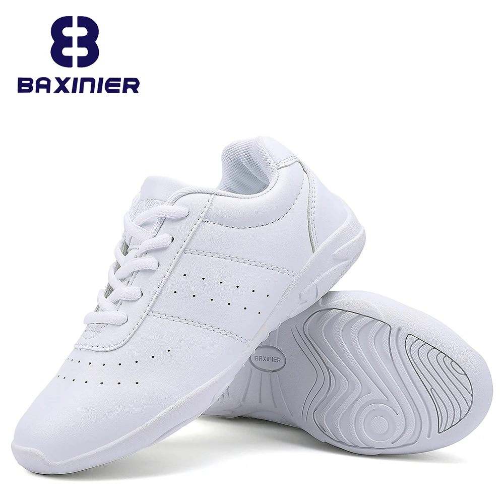 BAXINIER Lightweight Girls White Cheerleading Shoes Trainers Kids Training Dancing Tennis Shoes Youth Competition Cheer Sneakers