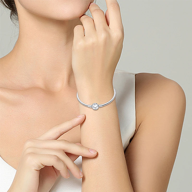 Bracelet en argent Sterling 100%, Design Original, perles, breloques, bricolage, fabrication de bijoux, éblouissant, Bracelet en chaîne CZ pour femmes, offre spéciale