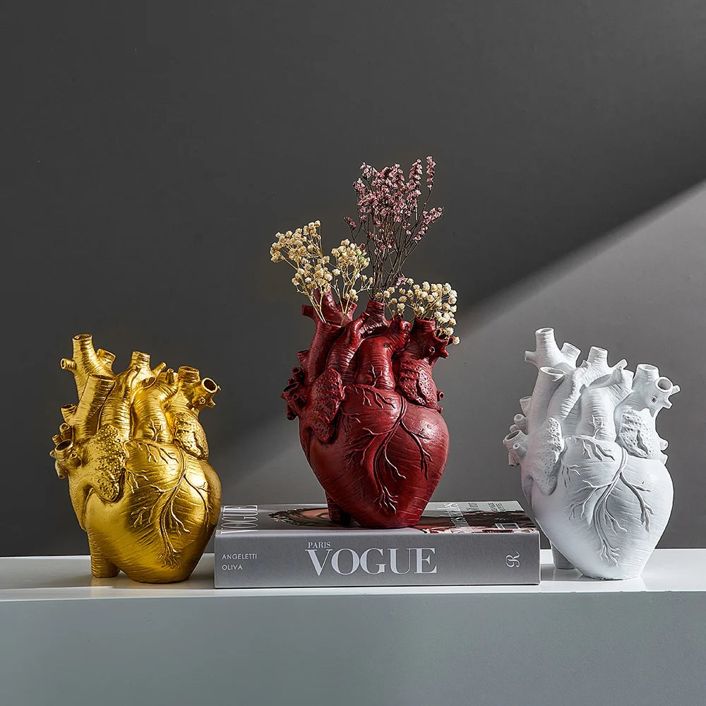 

Anatomical Heart Flowerpot Vases Dried Container Pots Shaped Body Sculpture Desktop Resin Flower Pot Home Decoration Ornaments