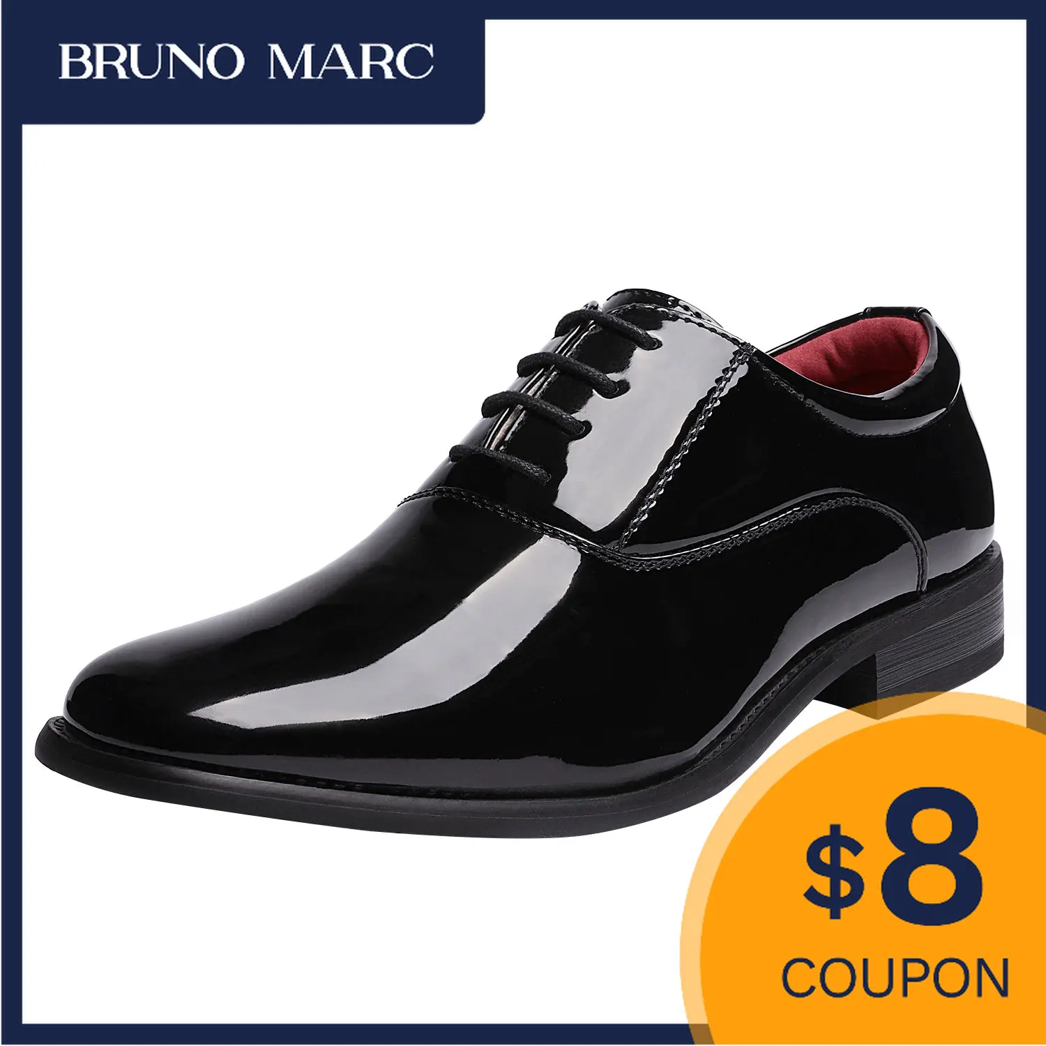 

Bruno Marc Men's Faux Patent Leather Formal Oxford Tuxedo Derby Dress Shoes Classic Lace-up Luxury Patent Wedding Classic Shoes