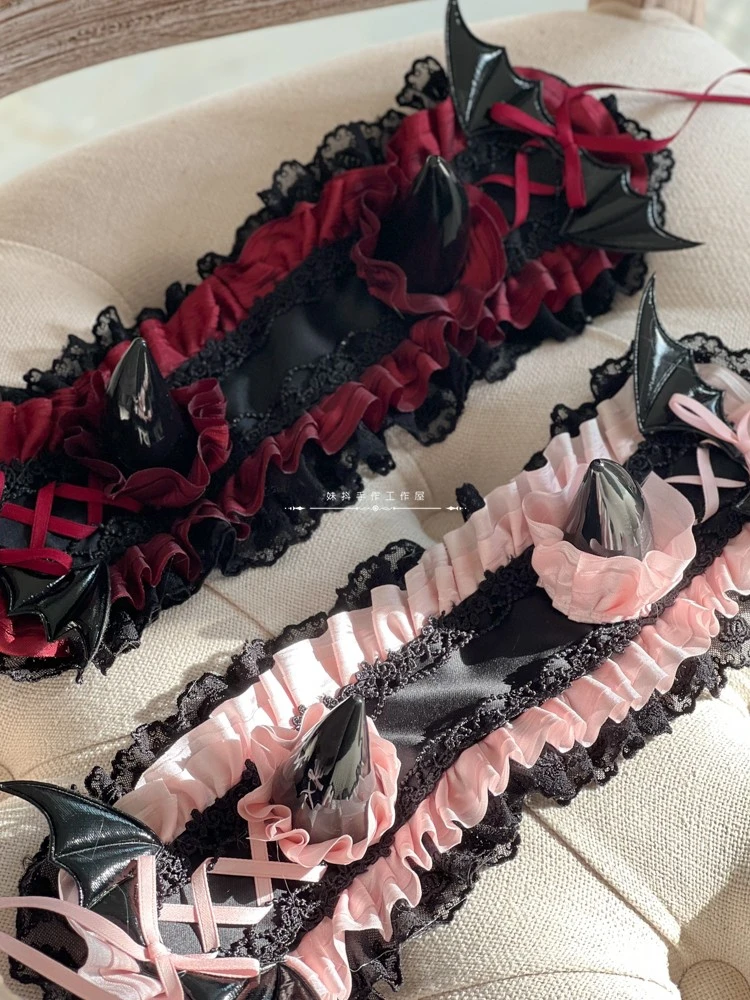 Оригинальная лента для волос ручной работы в стиле Хэллоуин с дьявольским рогом