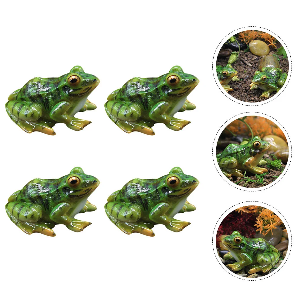 

4pcs Micro-landscape Ornaments Resin Frogs Statues Creative Frogs Artwork