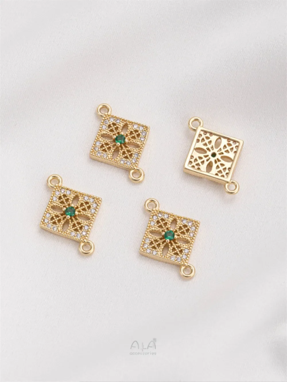 14K позолоченный Цирконий Звездный бриллиант двойной подвесной соединитель для