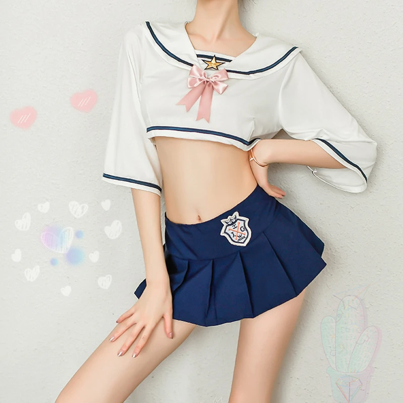 

Women Anime Cosplay Student Costume Porno Lingerie Set Anime Roleplay Top Sexy Miniskirt Schoolgirl JK Sailor Uniform Temptation