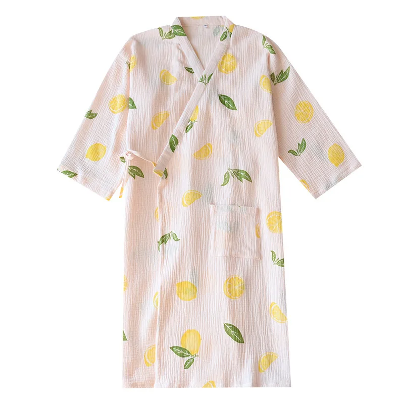 

Халат-кимоно Женский из газовой ткани, ночная рубашка в японском стиле, из чистого хлопка, тонкий банный халат из крепа, весна-лето