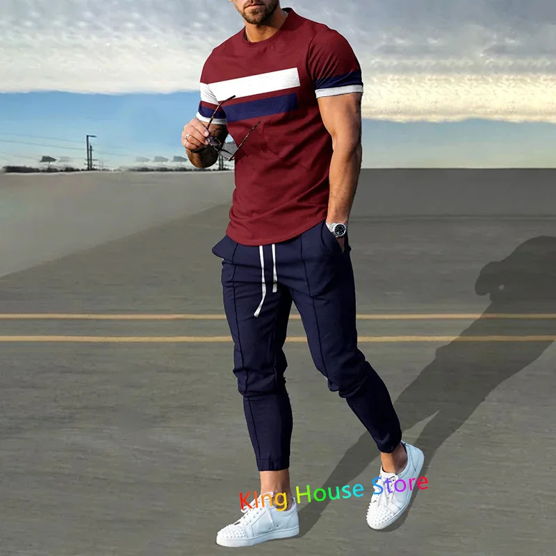 Men's Tracksuits 2 Piece Set 3d Print Long Sleeve Tshirt Trouser Set Sport Casual Male Oversized Men Clothing Track Suit Set