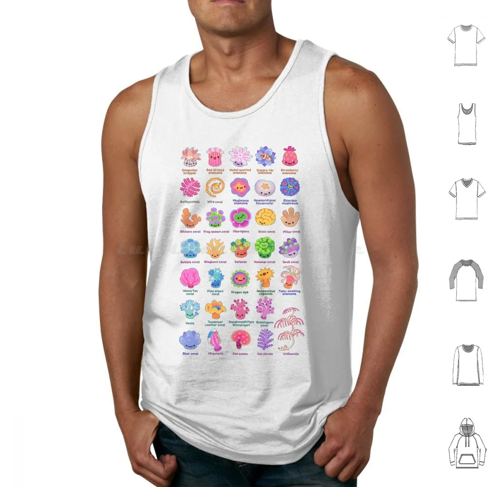 

Coral-With Text Tank Tops Print Cotton Reef Tank Pikaole Marine Life Scuba Scuba Aquarium Cute Kawaii Summer Beach Ocean