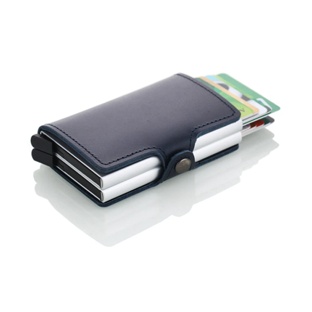 1 шт. мужской держатель для кредитных карт из воловьей кожи и алюминия