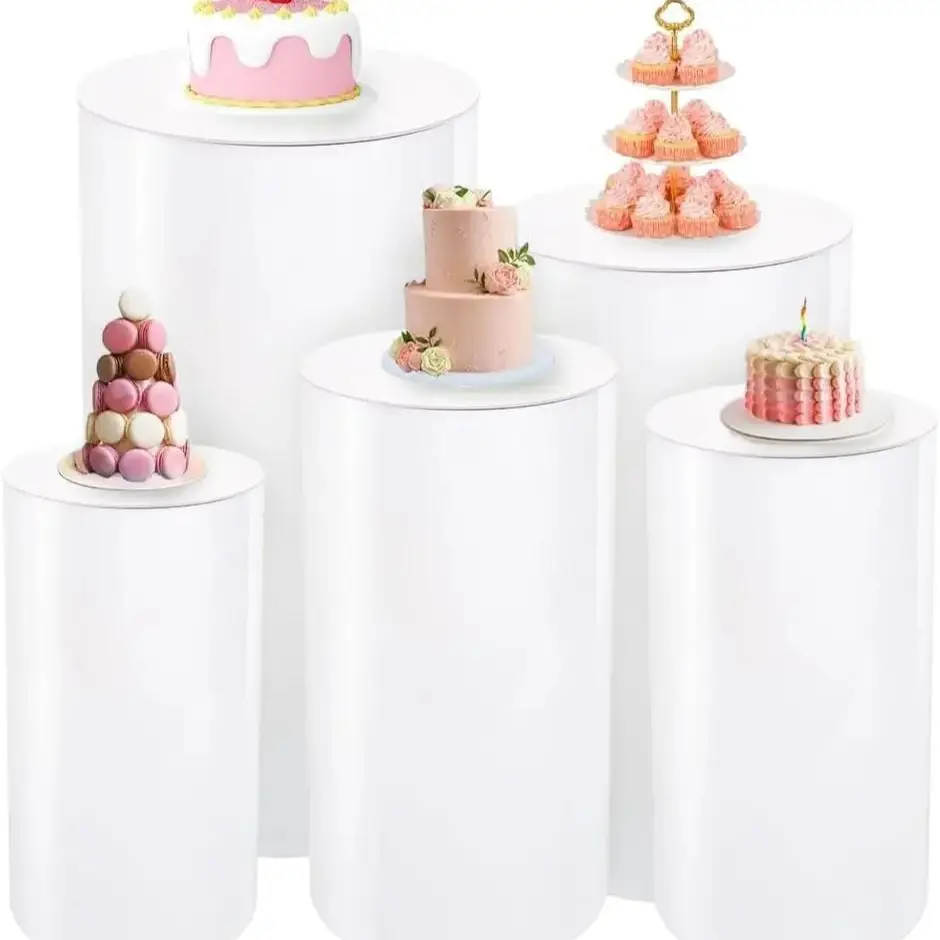

5 шт./компл., белые цилиндрические подставки из ПВХ для торта, стола, вечеринки, свадьбы, дня рождения, украшения для детского душа