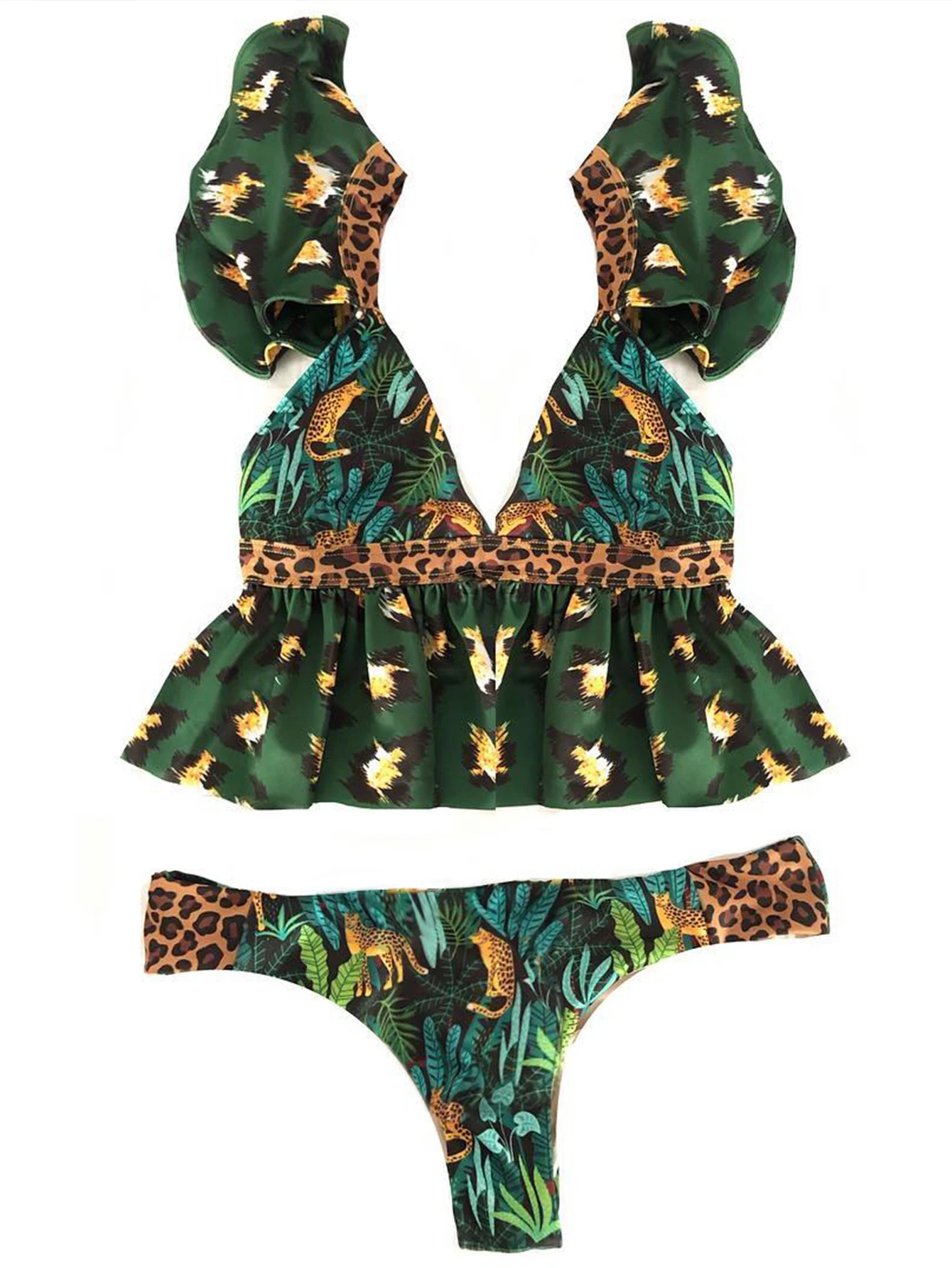 

Сексуальные купальники бикини на бретельках с оборками, женские разноцветные купальники 2022, микро бикини, две штуки, купальные женские кост...