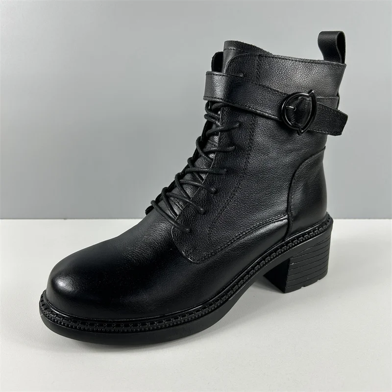 Ботинки женские новинка 2024 женская обувь зимняя кожаные ботильоны зимние