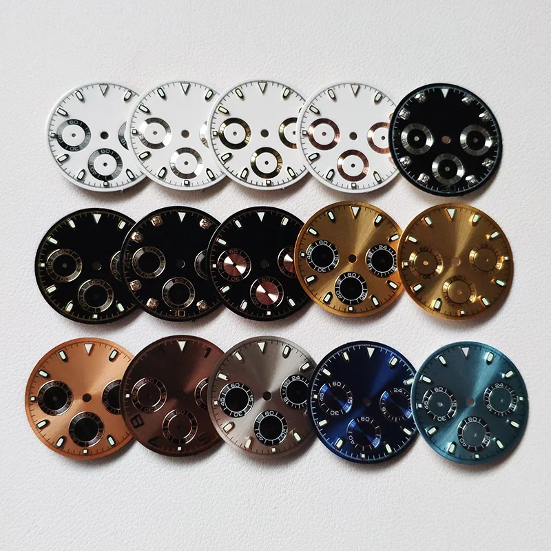 VK63 Movement Dial 29mm Modified By R Logo DNT Series Watch Customize S Or Your Own Logo Dials Green Luminous Men Watches Parts