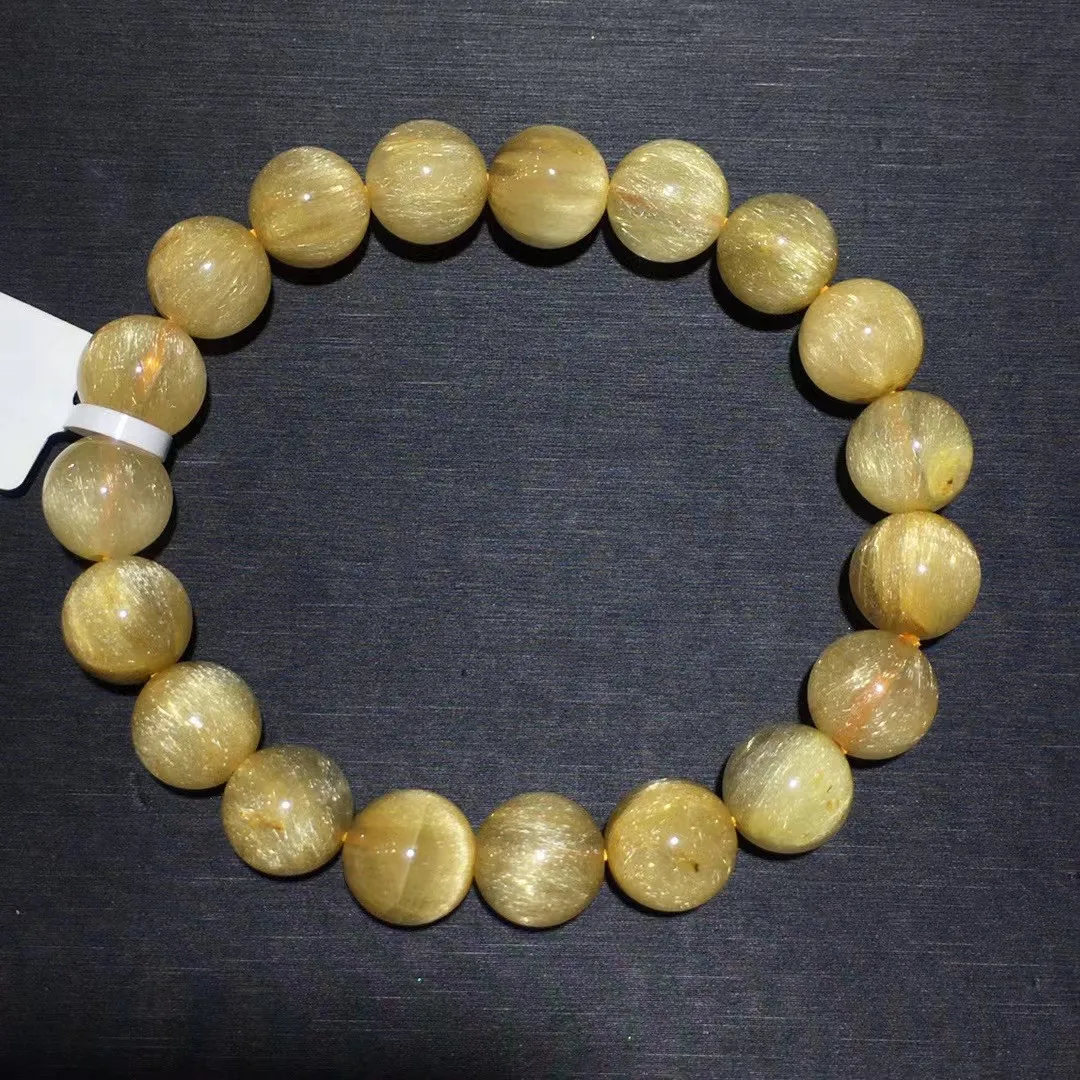 

10 мм натуральные золотые волосы рутилированный кварцевый браслет ювелирные изделия для женщин мужчин богатство подарок Рейки Кристалл бусины нитки AAAAA