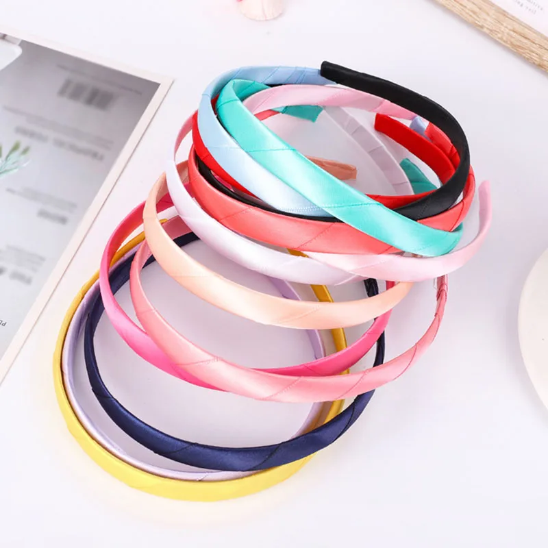 

5pcs/lot Ribbon Headbands 1.2cm Wide Satin Covered Plastic Bezel Blank Head Hoop Band Base for Diy Girls Hairband Accessories
