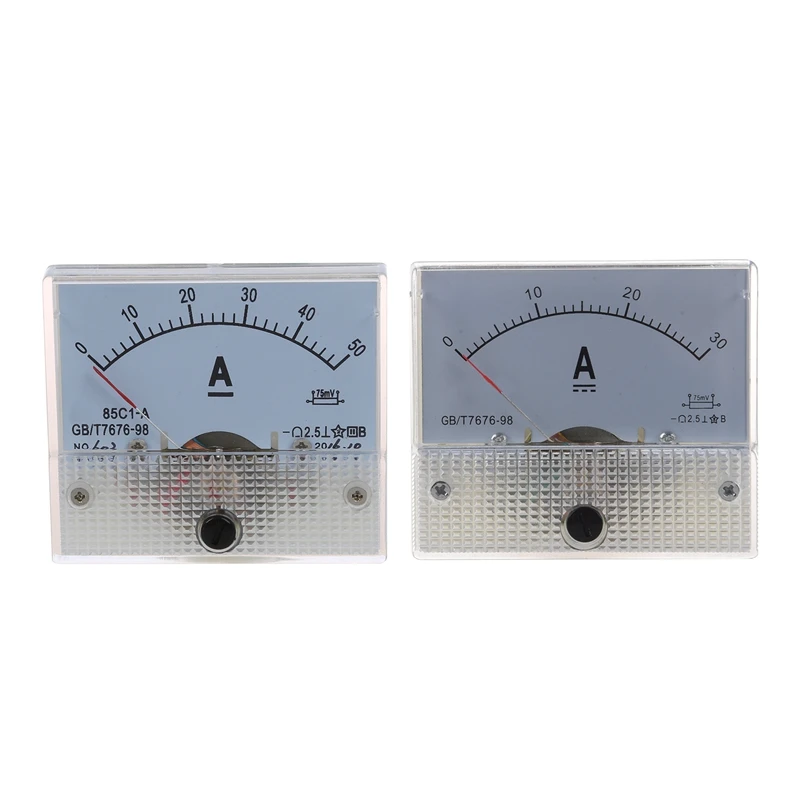 

2 Pcs 85C1 Analog Current Panel Meter AMP Ammeter, 1 Pcs DC 0-50A & 1 Pcs DC 30A
