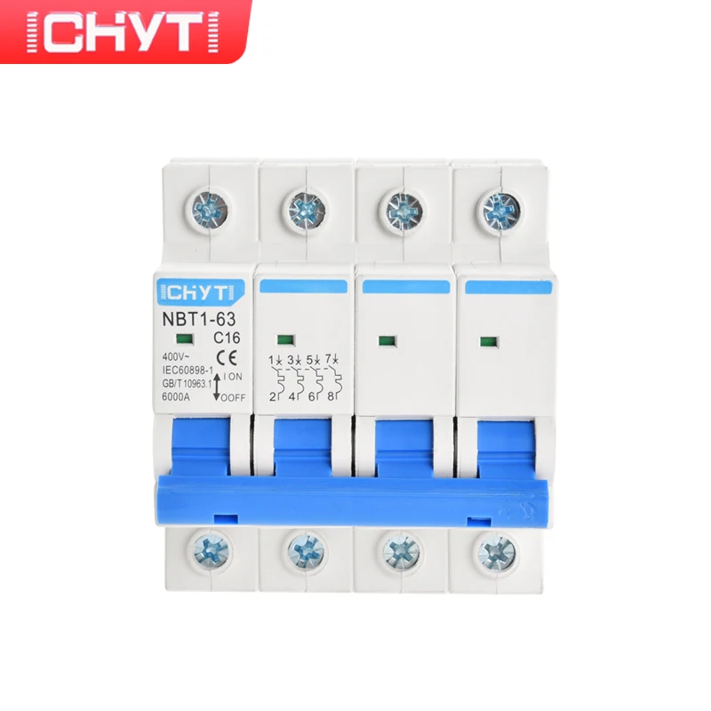 CHYT Бесплатная доставка NBT1-63 AC MCB 1P 2P 3P 4P 230/400V 63 a 6KA Тип C бытовой выключатель воздуха
