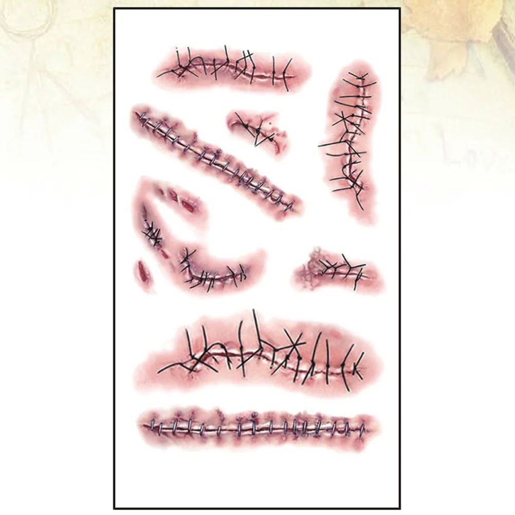 3 шт. наклейки водостойкие поддельные шрамы Хэллоуин временные татуировки