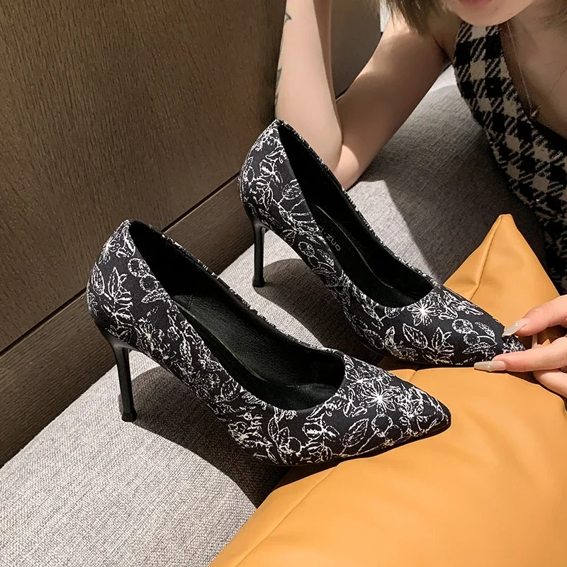 Летние женские туфли-лодочки с открытым носком на высоком каблуке для женщин