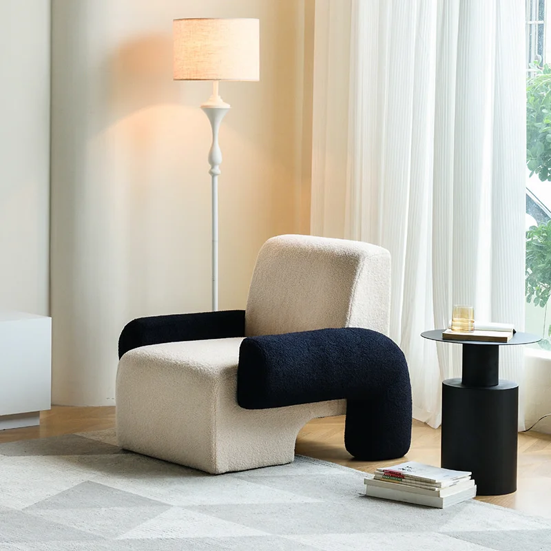 

Домашний роскошный одноместный диван в скандинавском стиле, креативная мебель для гостиной, балкона, гостиной, кресло для дивана из красной овечьей шерсти 2023