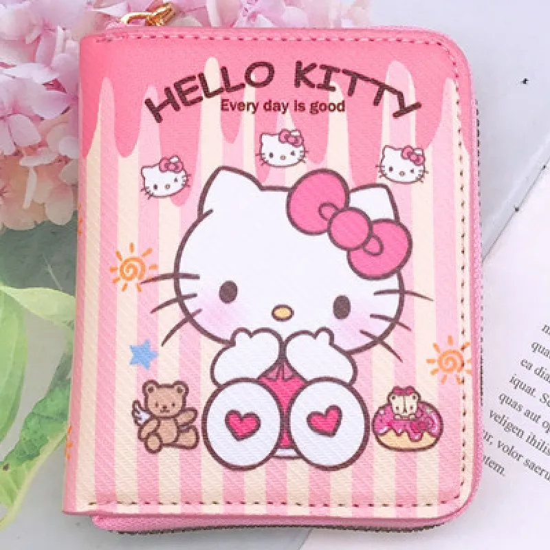 

Новый милый кошелек Hellokittys из искусственной кожи, женский короткий детский мультяшный японский кошелек Kuromi Cinnamoroll держатель для карт на мол...