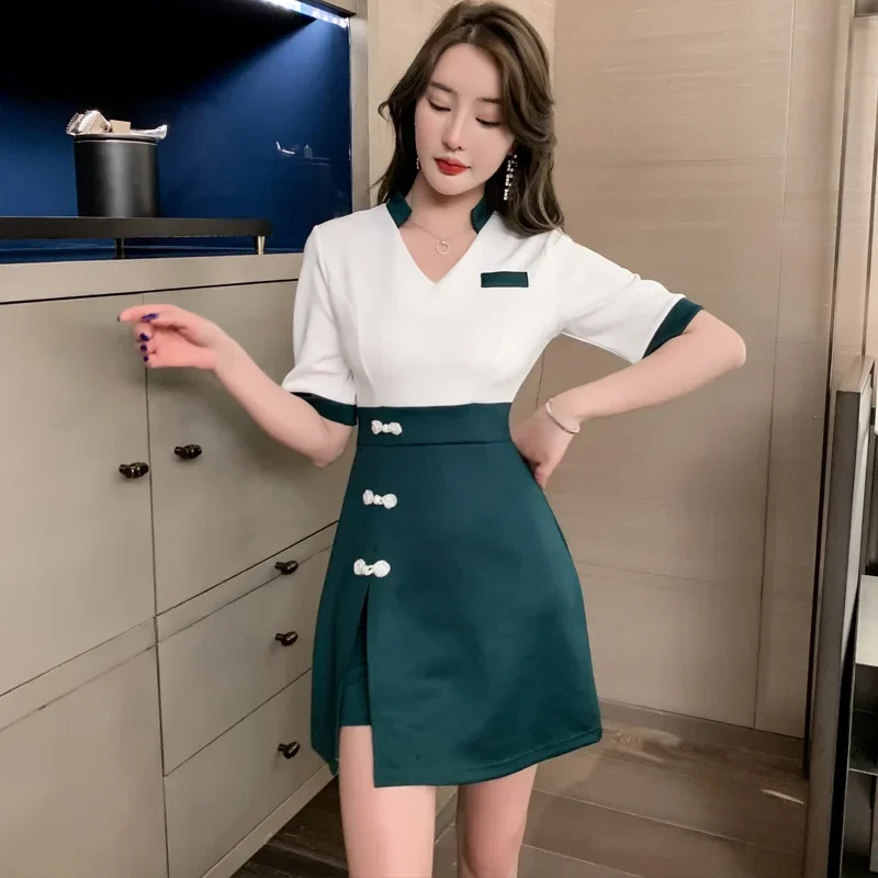 Женская рабочая одежда рубашка костюм с короткой юбкой для отеля официанта