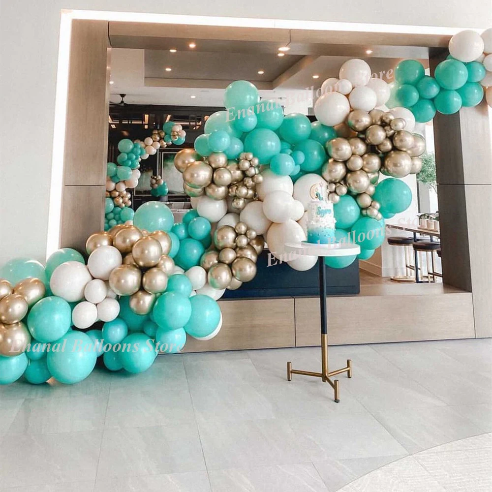 

112pcs Double Skin Balloon Tiffany Blue Balloons Garland Arch Kit Wedding Decoration Baby Shower Birthday Party Bridal Supplies