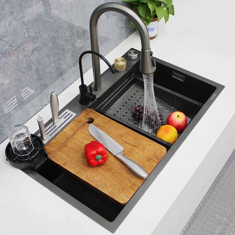 

Kitchen Sink Stainless Steel Vegetable Wash Basin Household Nano Dishwashing Sink Japanese Style Undercounter Basin